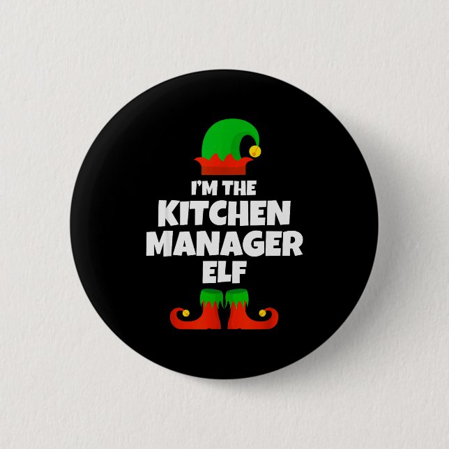 I'm The Kitchen Manager Elf Family Pajama Christma Button (Vorderseite)