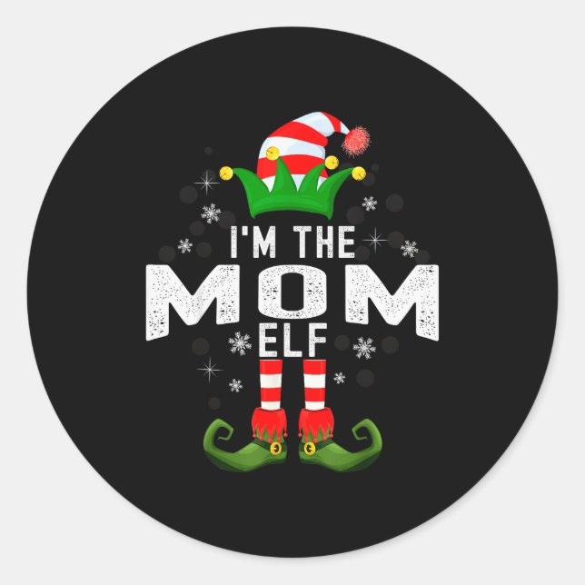I'm The Mom Elf Christmas Family Pjs Costume  Runder Aufkleber (Vorderseite)
