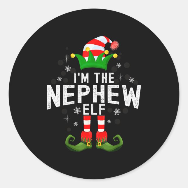 I'm The Nephew Elf Christmas Family Pjs Costume  Runder Aufkleber (Vorderseite)