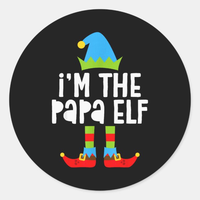 I'm The Papa Elf Shirt Men Matching Elf Papa Chris Runder Aufkleber (Vorderseite)