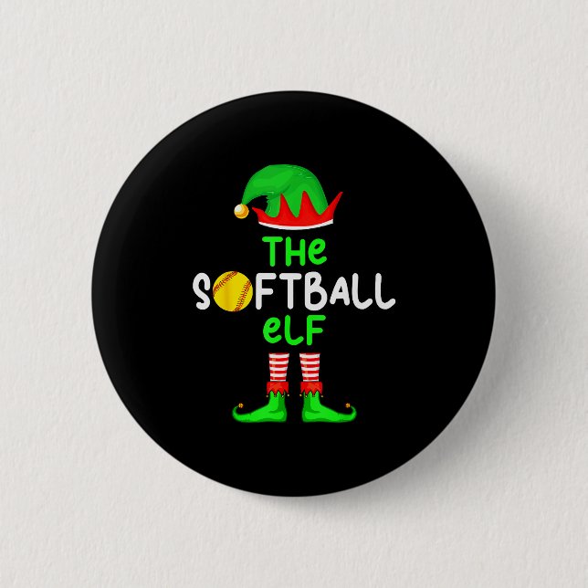 I'm The Softball Elf Christmas Family Matching Paj Button (Vorderseite)