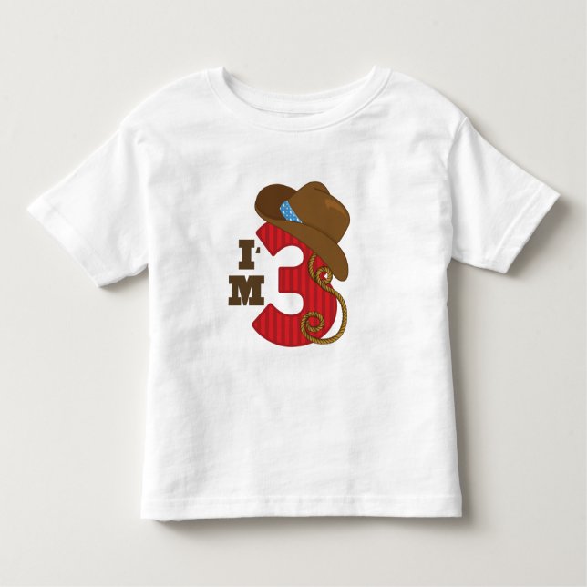 Im Three Cowboy Birthday Kleinkind T-shirt (Vorderseite)