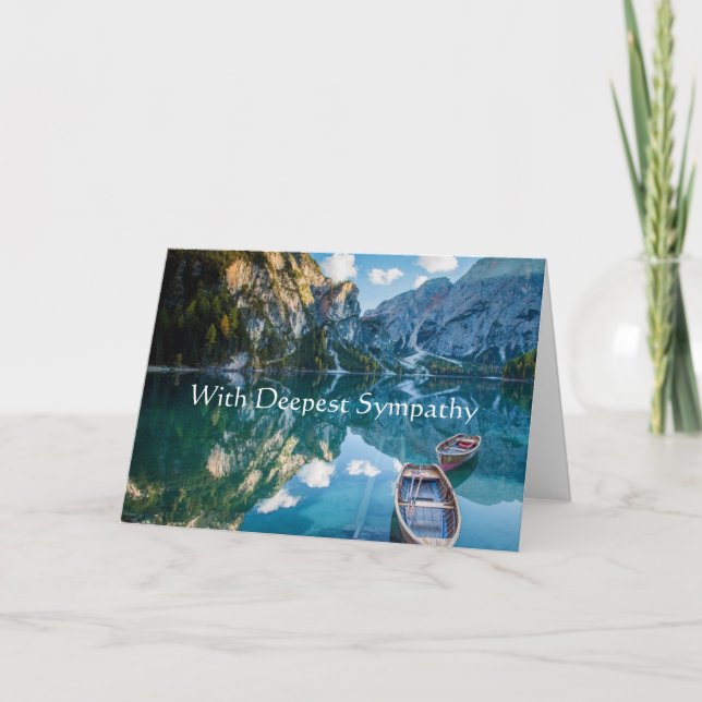 Im tiefsten Beileid Landschaft Bergsee Boat Karte (Vorderseite)