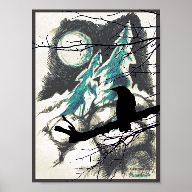 Im Wald, auf dem Mond und in den Ästen Poster (Vorne)