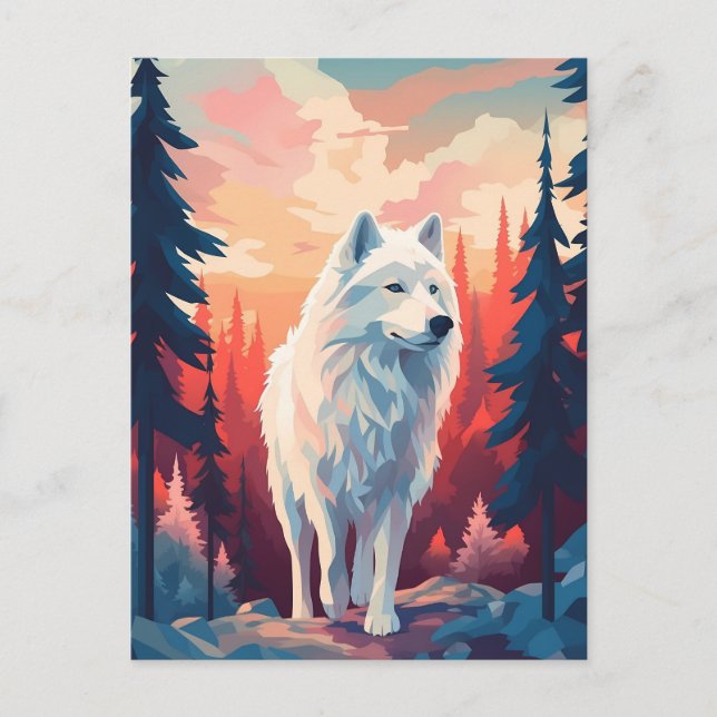 Im Wald bei Sonnenuntergang belebt Postkarte (Vorderseite)