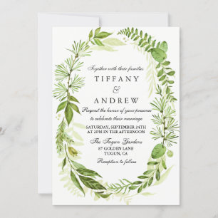 Im Wald Leaf Wreath Wedding Einladung