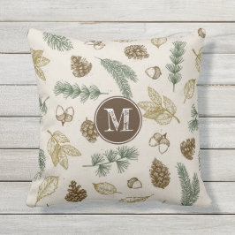 Im Waldwald Muster pinecones monogramm Kissen