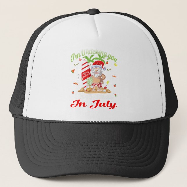 I'm Watching You Santa Christmas In July Tank Top Truckerkappe (Vorderseite)
