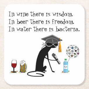 Im Wein gibt es Weisheit Funny Wine Sprichwort Rechteckiger Pappuntersetzer