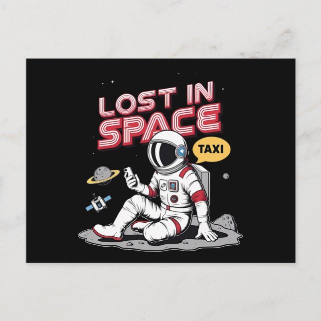 Im Weltraumastronauten verloren Postkarte (Vorderseite)