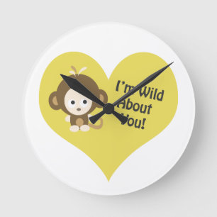 I'm Wild about You Monkey Runde Wanduhr