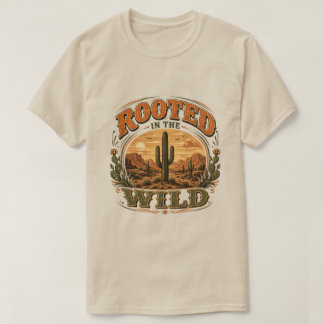 Im Wilden verwurzeltes Retro-Cactus-T-Shirt T-Shirt