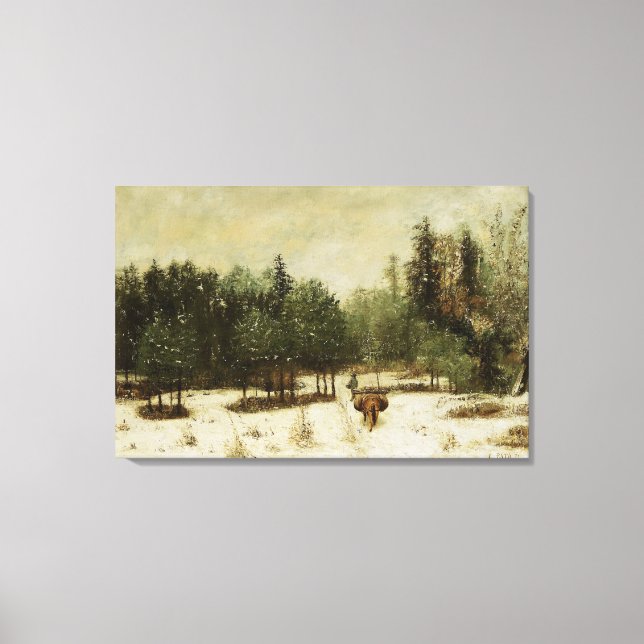 Im Winter Zugang zum Wald Leinwanddruck (Vorderseite)