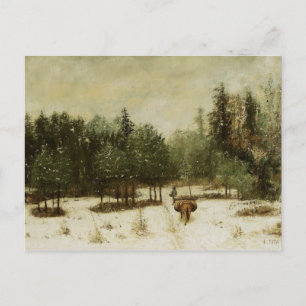 Im Winter Zugang zum Wald Postkarte