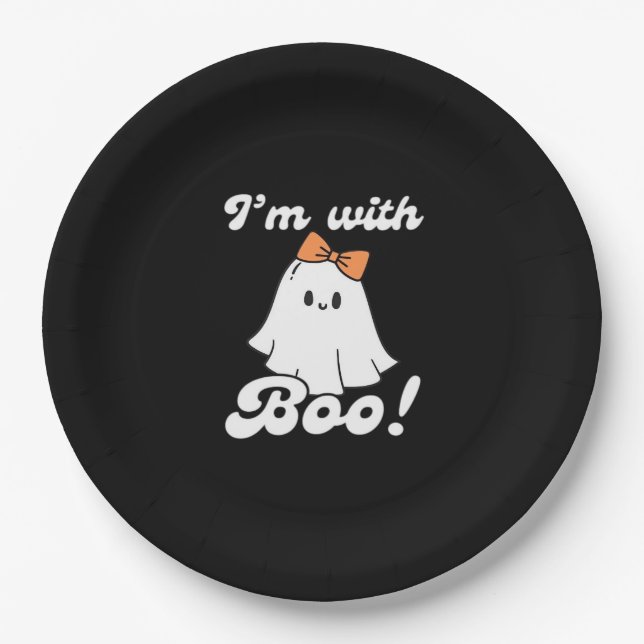 Im With Boo Funny Retro Style Pappteller (Vorderseite)