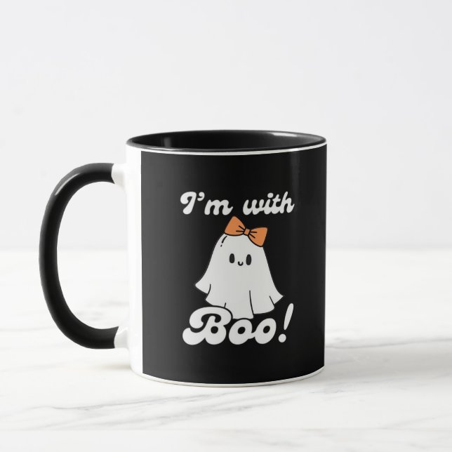 Im With Boo Funny Retro Style Tasse (Links)