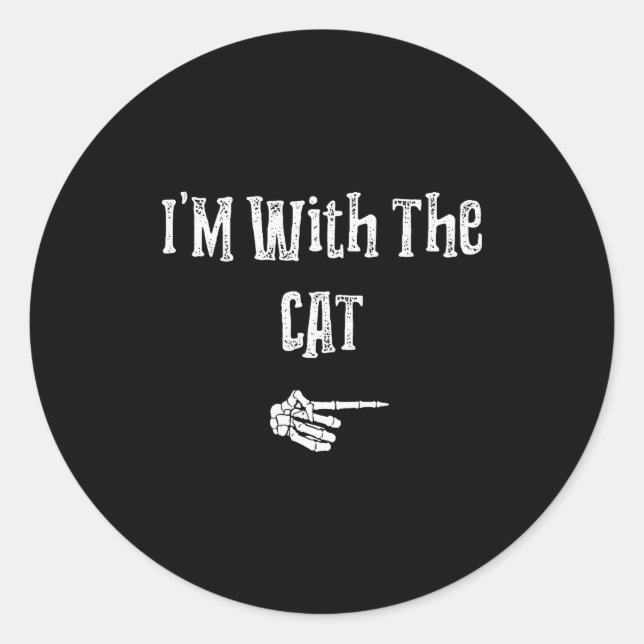 I'm With Cat Halloween Costume Funny Couples Match Runder Aufkleber (Vorderseite)