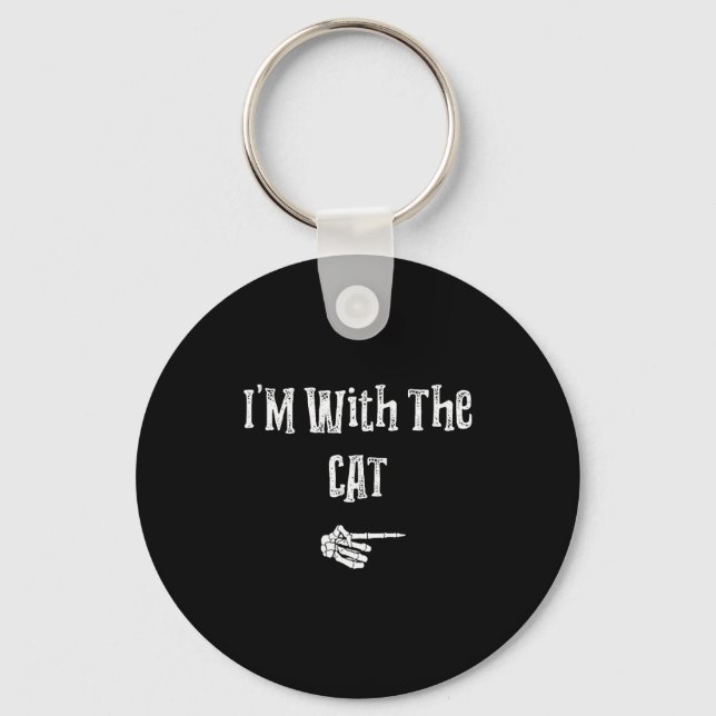 I'm With Cat Halloween Costume Funny Couples Match Schlüsselanhänger (Vorderseite)