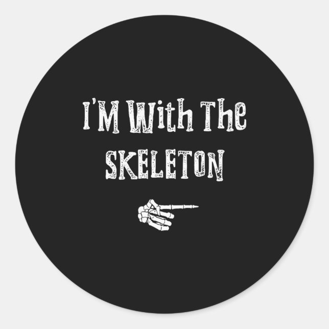 I'm With Skeleton Halloween Costume Funny Couples  Runder Aufkleber (Vorderseite)