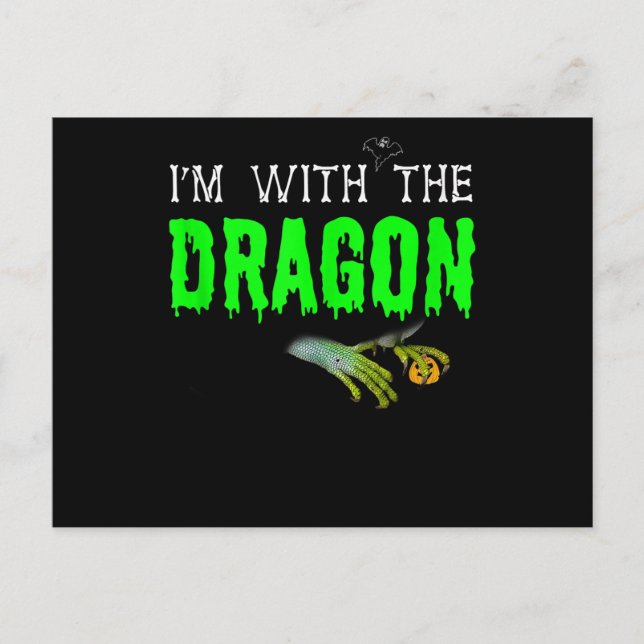 Im With The Dragon Funny Paar Halloween Cosplay Postkarte (Vorderseite)