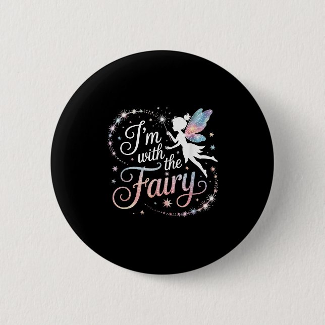 I'm With The Fairy Halloween Costume Dad Mom Group Button (Vorderseite)