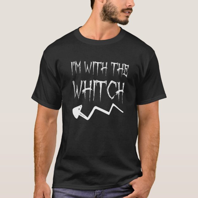 I'm With The Witch Men Halloween Couples Costume T-Shirt (Vorderseite)