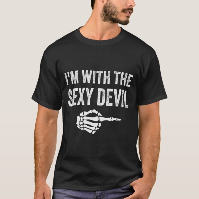 I'm With The Y Devil Halloween Couples Costume  T-Shirt (Vorderseite)
