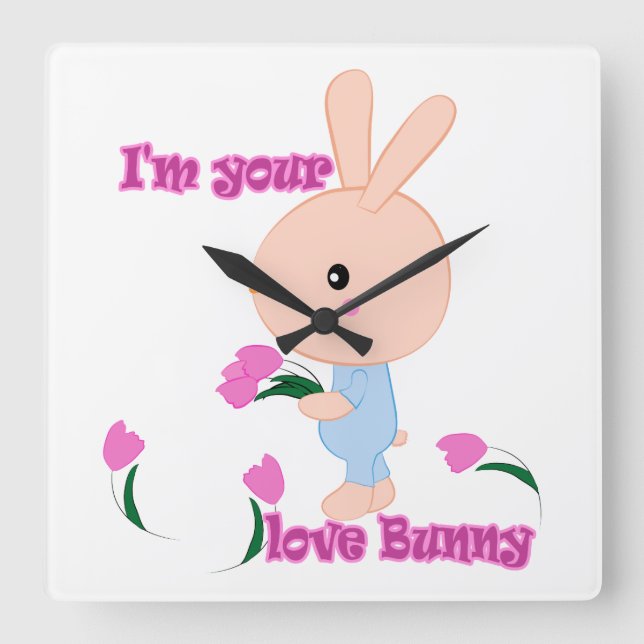 I'm your favorite Bunny Quadratische Wanduhr (Vorderseite)