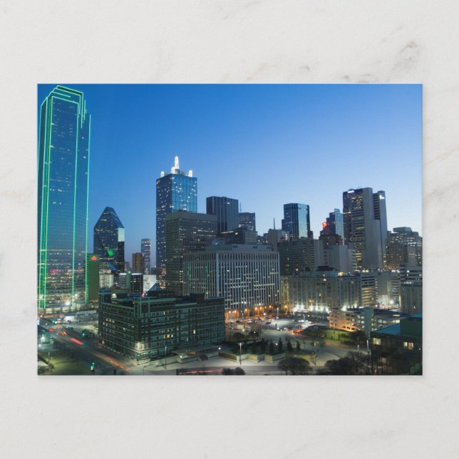 Im Zentrum von Dallas, Texas, am frühen Morgen. Postkarte (Vorderseite)