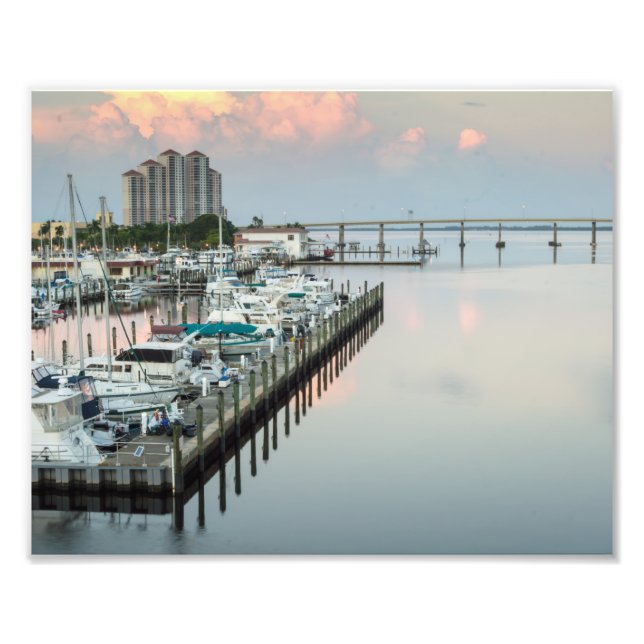 Im Zentrum von Fort Myers Florida bei Sonnenaufgan Fotodruck (Vorne)