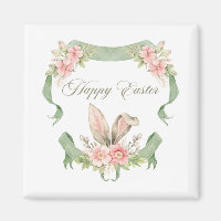 ÍMA FELIZ PASCOA COELHO FLORAL AQUARELA