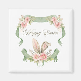 ÍMA FELIZ PASCOA COELHO FLORAL AQUARELA MAGNET