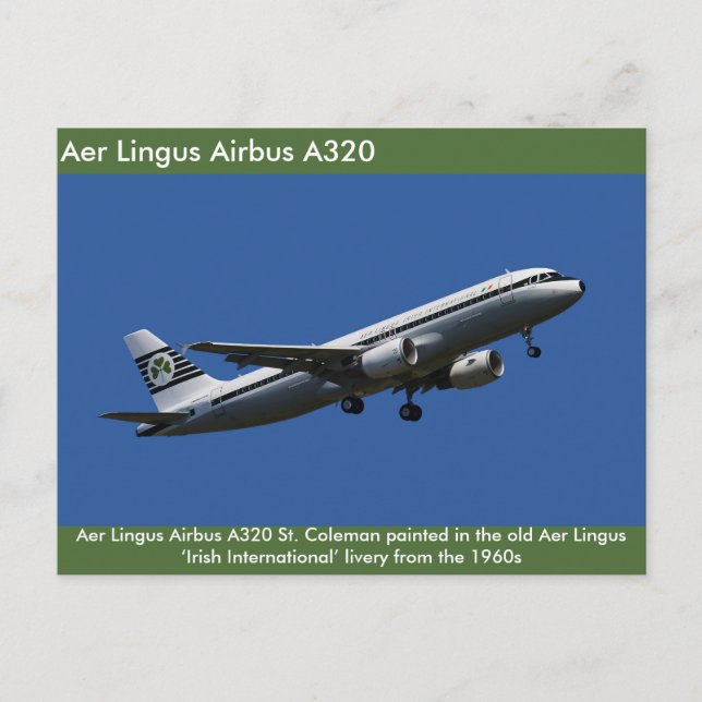 Image Aer Lingus Airbus A320 pour carte postale (Devant)