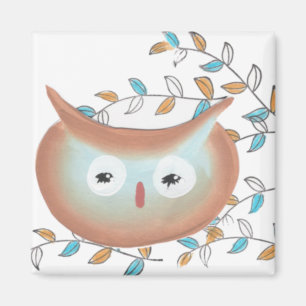Image de chouette Magnet mignonne en Brown et Turq