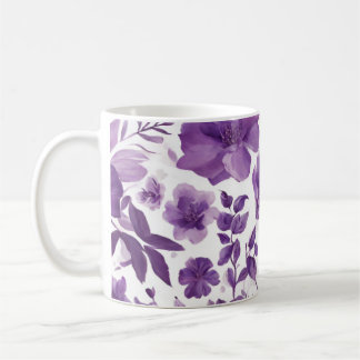 Image fleurie violette sur tasse de café de 11 oz