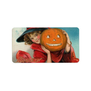 Image Halloween vintage sur un étiquette de livrai