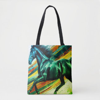 Image of a Galloping Stallion on Reusable Grocery Tasche