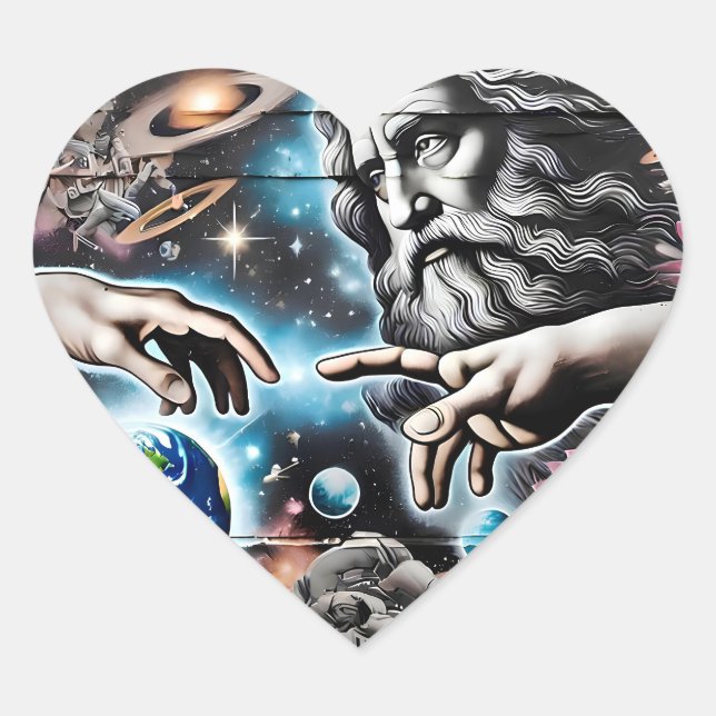  image of god creating the universe Herz-Aufkleber (Vorderseite)