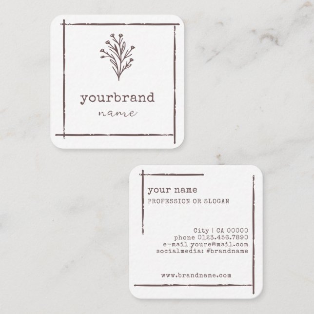 Image Template Rustic Floral Bouquet Blume Quadratische Visitenkarte (Vorne/Hinten)