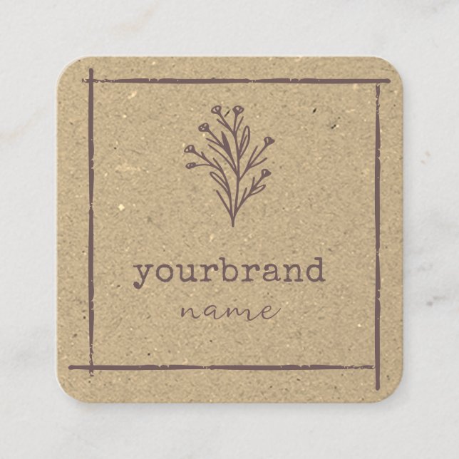 Image Template Rustic Floral Boutique Blume Quadratische Visitenkarte (Vorderseite)