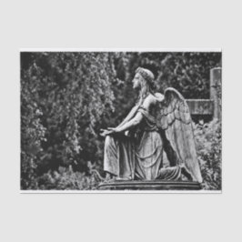 Imagen blanco y negro arrodillando ángel seidenpapier