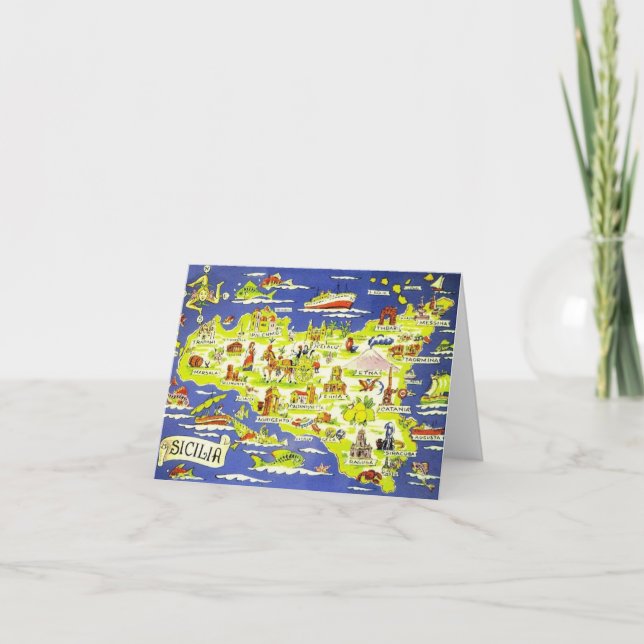 Images de la carte pliée bleue Sicile (Devant)