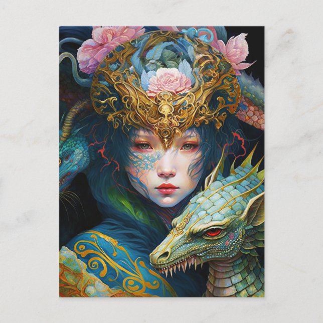 Imaginaire Art Dragon Goddess Queen Carte postale (Devant)