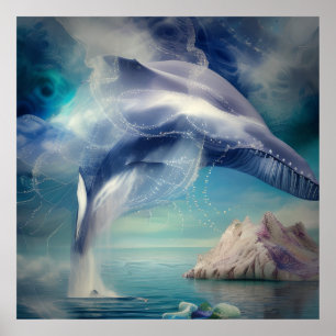 Imaginaire Baleine Abstraite Dans L'Océan Poster