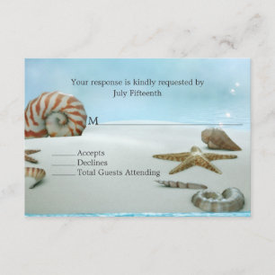 Imaginaire Beach avec Coquilles Mariage Carte RSVP