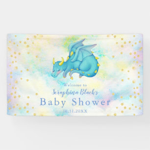 Imaginaire Boys Blue Dragon Baby shower Bannière