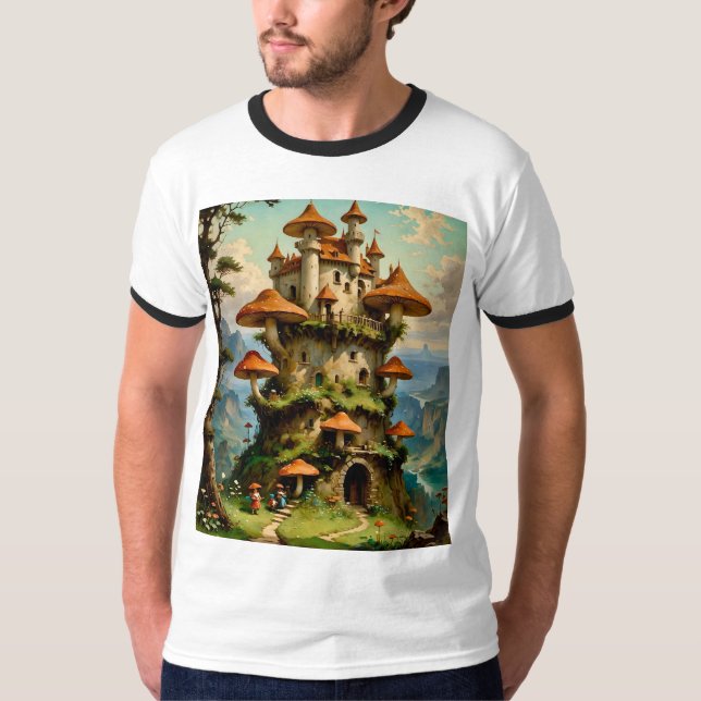 Imaginaire Château de Champignons sur T-Shirt Clif (Devant)