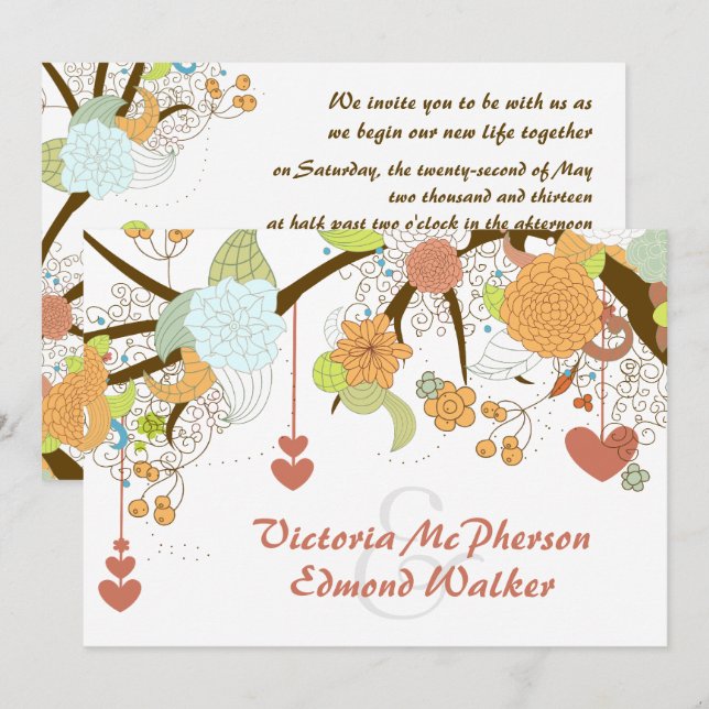 Imaginaire d'automne Faire-part de mariage floral (Devant / Derrière)