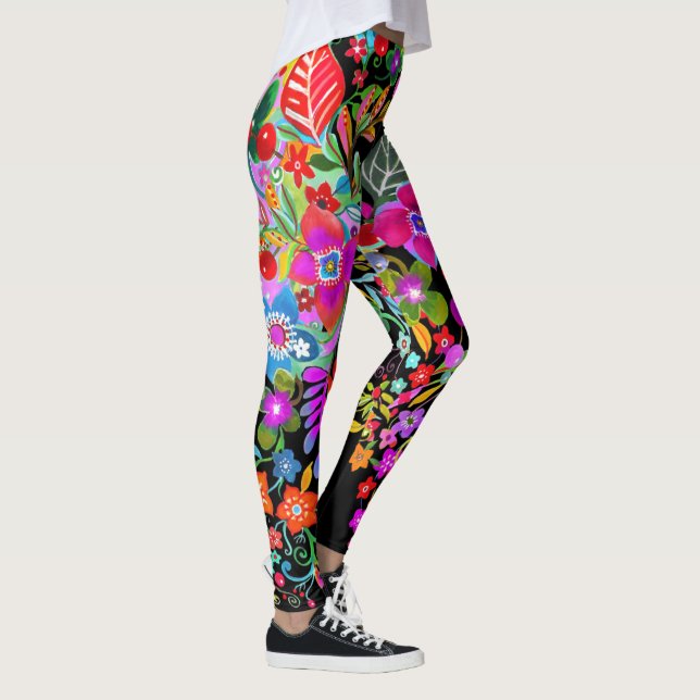 Imaginaire de fleurs sur les Leggings noirs (Droite)