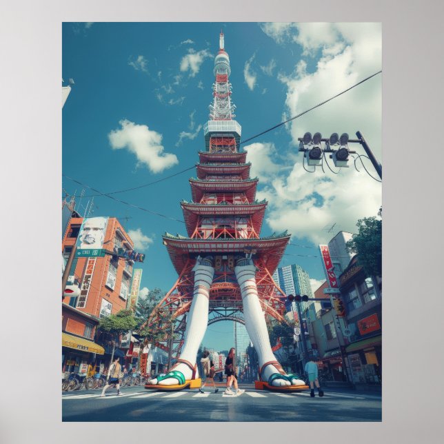 Imaginaire de la tour de Tokyo | Poster surreal Ci (Devant)